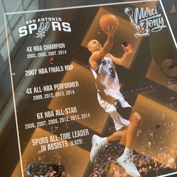 Merci Tony Parker San Antonio Spurs Jersey Retirement Items - Picture 3 of 12